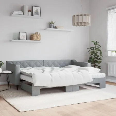 Ausziehbares Schlafsofa mit hellgrauer Stoffmatratze 80x200 cm von vidaXL, Betten und Lattenroste - Ref: Foro24-3197439, Prei...