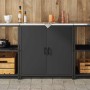 Gabinete de Almacenamiento para Cocina con estante Negro Acero