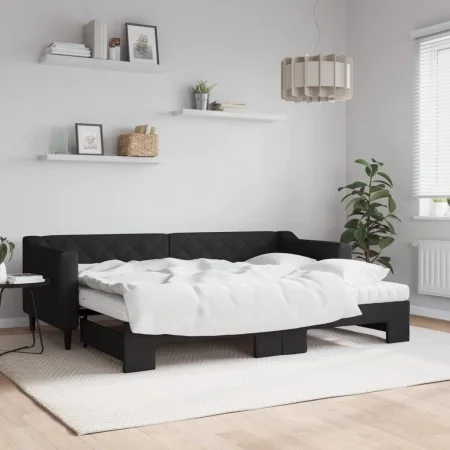 Sofá cama nido con colchón tela negro 80x200 cm de vidaXL, Camas y somieres - Ref: Foro24-3197441, Precio: 425,13 €, Descuent...