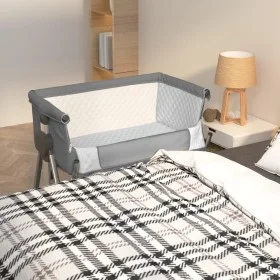Cuna con colchón tela de lino gris oscuro de vidaXL, Cunas y camas para niños - Ref: Foro24-10290, Precio: 129,34 €, Descuent...