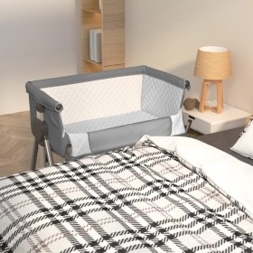 Cuna con colchón tela de lino gris oscuro de vidaXL, Cunas y camas para niños - Ref: Foro24-10290, Precio: 130,85 €, Descuent...