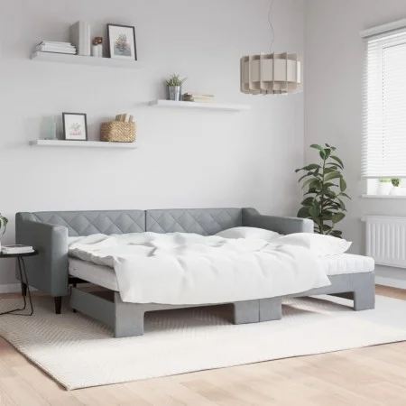 Sofá cama nido con colchón tela gris claro 90x200 cm de vidaXL, Camas y somieres - Ref: Foro24-3197444, Precio: 445,76 €, Des...