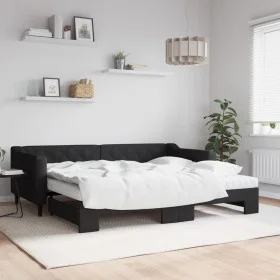 Trundle sofa bed with black fabric mattress 90x200 cm by vidaXL, Beds and slatted bases - Ref: Foro24-3197446, Price: 442,26 ...