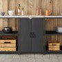Gabinete de Almacenamiento para Cocina con estante Negro Acero