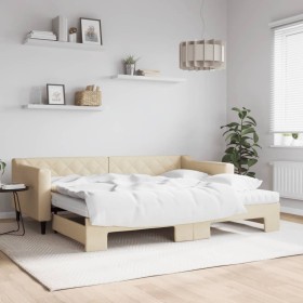 Sofá cama nido con colchón tela crema 90x200 cm de vidaXL, Camas y somieres - Ref: Foro24-3197448, Precio: 441,57 €, Descuent...