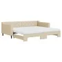 Trundle sofa bed with cream fabric mattress 90x200 cm by vidaXL, Beds and slatted bases - Ref: Foro24-3197448, Price: 442,26 ...