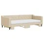 Trundle sofa bed with cream fabric mattress 90x200 cm by vidaXL, Beds and slatted bases - Ref: Foro24-3197448, Price: 442,26 ...