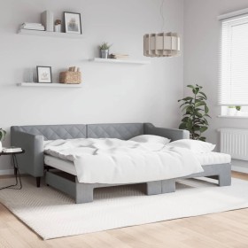 Sofá cama nido con colchón tela gris claro 100x200 cm