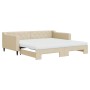 Trundle sofa bed with cream fabric mattress 100x200 cm by vidaXL, Beds and slatted bases - Ref: Foro24-3197453, Price: 431,27...