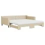 Trundle sofa bed with cream fabric mattress 100x200 cm by vidaXL, Beds and slatted bases - Ref: Foro24-3197453, Price: 432,30...