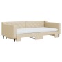 Trundle sofa bed with cream fabric mattress 100x200 cm by vidaXL, Beds and slatted bases - Ref: Foro24-3197453, Price: 431,27...