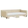 Trundle sofa bed with cream fabric mattress 100x200 cm by vidaXL, Beds and slatted bases - Ref: Foro24-3197453, Price: 432,30...