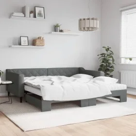 Trundle sofa bed with dark gray fabric mattress 100x200 cm by vidaXL, Beds and slatted bases - Ref: Foro24-3197450, Price: 43...