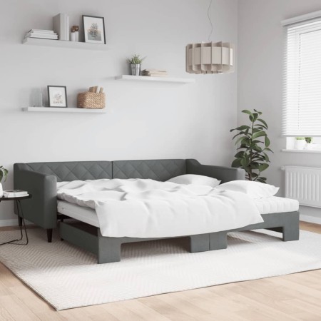 Trundle sofa bed with dark gray fabric mattress 100x200 cm by vidaXL, Beds and slatted bases - Ref: Foro24-3197450, Price: 43...