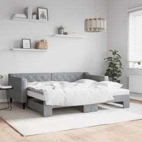 Trundle sofa bed with light gray fabric mattress 90x190 cm by vidaXL, Beds and slatted bases - Ref: Foro24-3197454, Price: 40...