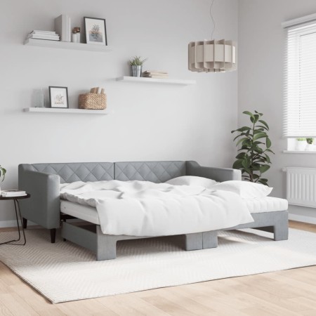 Trundle sofa bed with light gray fabric mattress 90x190 cm by vidaXL, Beds and slatted bases - Ref: Foro24-3197454, Price: 41...