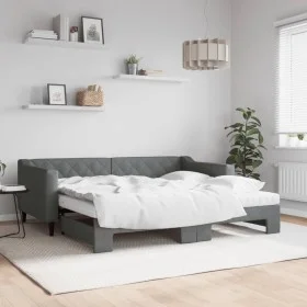 Trundle sofa bed with dark gray fabric mattress 90x190 cm by vidaXL, Beds and slatted bases - Ref: Foro24-3197455, Price: 405...