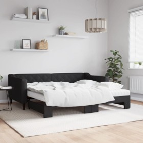 Sofá cama nido con colchón tela negro 90x190 cm de vidaXL, Camas y somieres - Ref: Foro24-3197456, Precio: 410,59 €, Descuent...