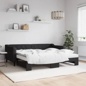 Trundle sofa bed with black fabric mattress 90x190 cm by vidaXL, Beds and slatted bases - Ref: Foro24-3197456, Price: 404,49 ...