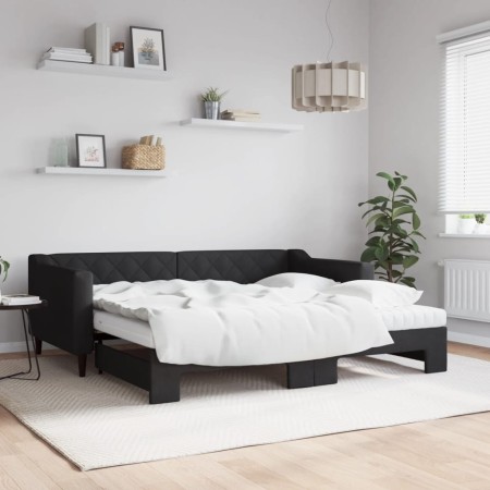Trundle sofa bed with black fabric mattress 90x190 cm by vidaXL, Beds and slatted bases - Ref: Foro24-3197456, Price: 410,12 ...