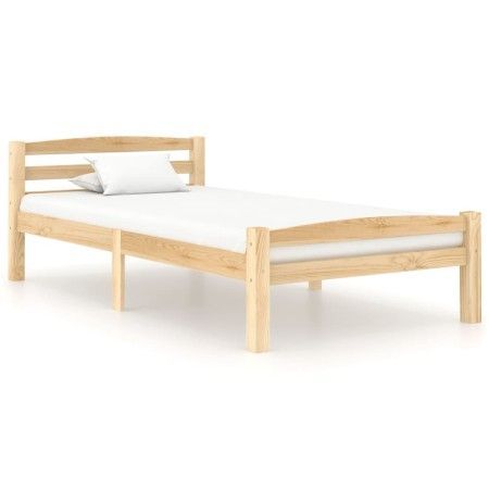 Solid pine wood bed frame 90x200 cm by vidaXL, Beds and slatted bases - Ref: Foro24-322061, Price: 107,98 €, Discount: %
