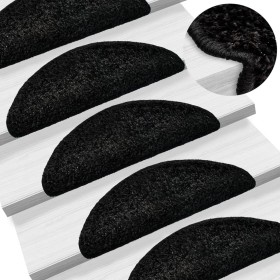 Alfombrillas para escaleras 15 unidades 56x17x3 cm Negro