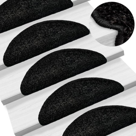 Alfombrillas para escaleras 15 unidades 56x17x3 cm Negro