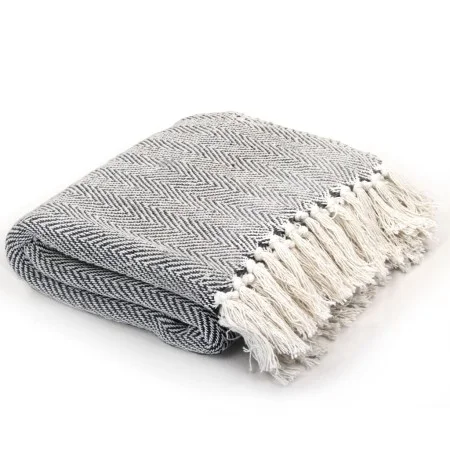 Navy blue cotton herringbone blanket 125x150 cm by vidaXL, Blankets - Ref: Foro24-245321, Price: 22,41 €, Discount: %