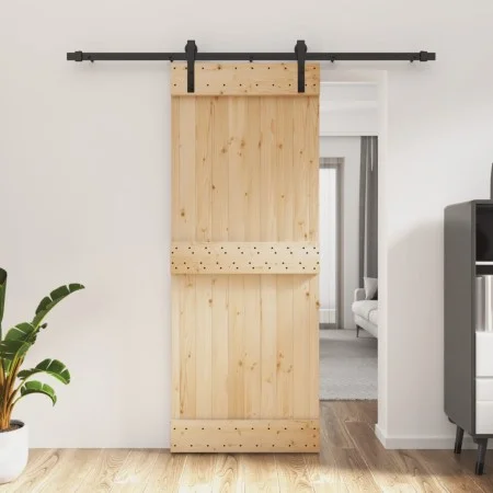 Schiebetür mit Beschlägen aus massivem Kiefernholz 80x210 cm von vidaXL, Türen - Ref: Foro24-3202987, Preis: 154,09 €, Rabatt: %