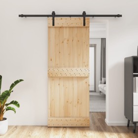 Schiebetür mit Beschlägen aus massivem Kiefernholz 80x210 cm von vidaXL, Türen - Ref: Foro24-3202987, Preis: 156,70 €, Rabatt: %