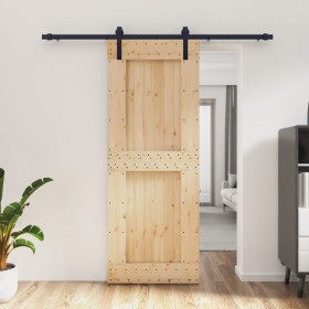 Puerta corredera con herrajes madera maciza de pino 80x210 cm