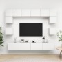 Set de muebles de salón TV 8 piezas madera de ingeniería blanco