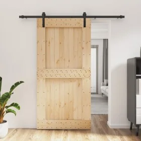 Sliding door with solid pine wood hardware 100x210 cm by vidaXL, Doors - Ref: Foro24-3202997, Price: 201,25 €, Discount: %