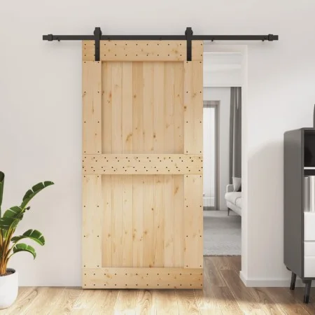 Schiebetür mit Beschlägen aus massivem Kiefernholz 100x210 cm von vidaXL, Türen - Ref: Foro24-3202997, Preis: 200,68 €, Rabat...