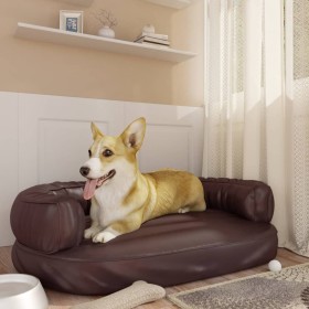 Cama para perros de espuma cuero sintético marrón 88x65 cm