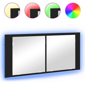 Espejo LED Cabinet con estante Roble negro 100 x 12 x 45 cm