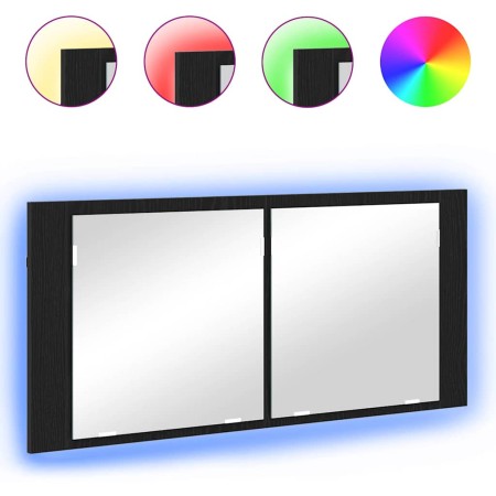 Espejo LED Cabinet con estante Roble negro 100 x 12 x 45 cm