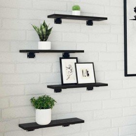 Tablero de Estantería 4 pcs Negro 40 x 10 x 1.5 cm en Librerías y estanterías | Comprar online en Foro24