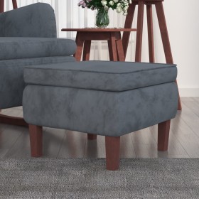 Taburete con patas de madera terciopelo gris oscuro