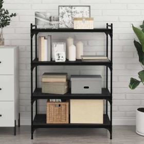 Tablero de Estantería 4 pcs Negro 80 x 40 x 1.5 cm