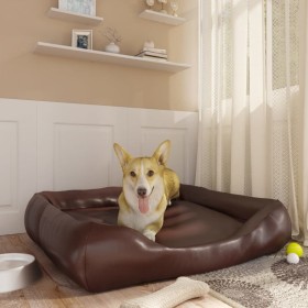 Cama para perros de cuero sintético marrón 80x68x23 cm