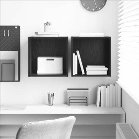 Mueble de pared con estante 2 pcs Roble Negro 37 x 37 x 37 cm en Estantes y estanterías | Comprar online en Foro24