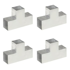 Conectores de postes en T 4 uds metal galvanizado 101x101 mm