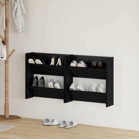 Armario Zapatero con estante 2 pcs Roble Negro 60 x 18 x 60 cm en Zapateros y organizadores de calzado | Comprar online en Foro2