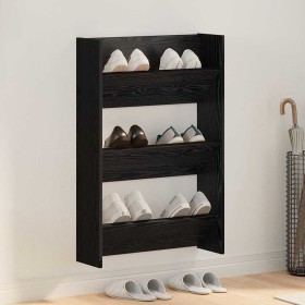 Armario de zapato de pared Roble negro Madera contrachapada
