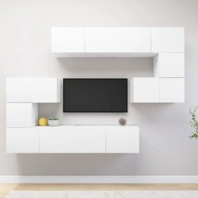 Set de mueble para TV de 8 piezas madera de ingeniería blanco Set de mueble para TV de 8 piezas madera de ingeniería blanco