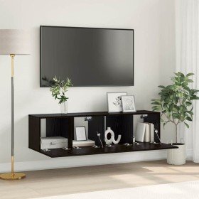 Gabinete de TV 2 pcs Negro 60 x 30 x 30 cm Madera contrachapada