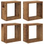 Estantes de pared 4 pcs Madera vieja 26 x 15 x 26 cm
