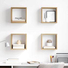 Estantes de pared 4 pcs Roble artesanal 26 x 15 x 26 cm