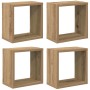Estantes de pared 4 pcs Roble artesanal 26 x 15 x 26 cm